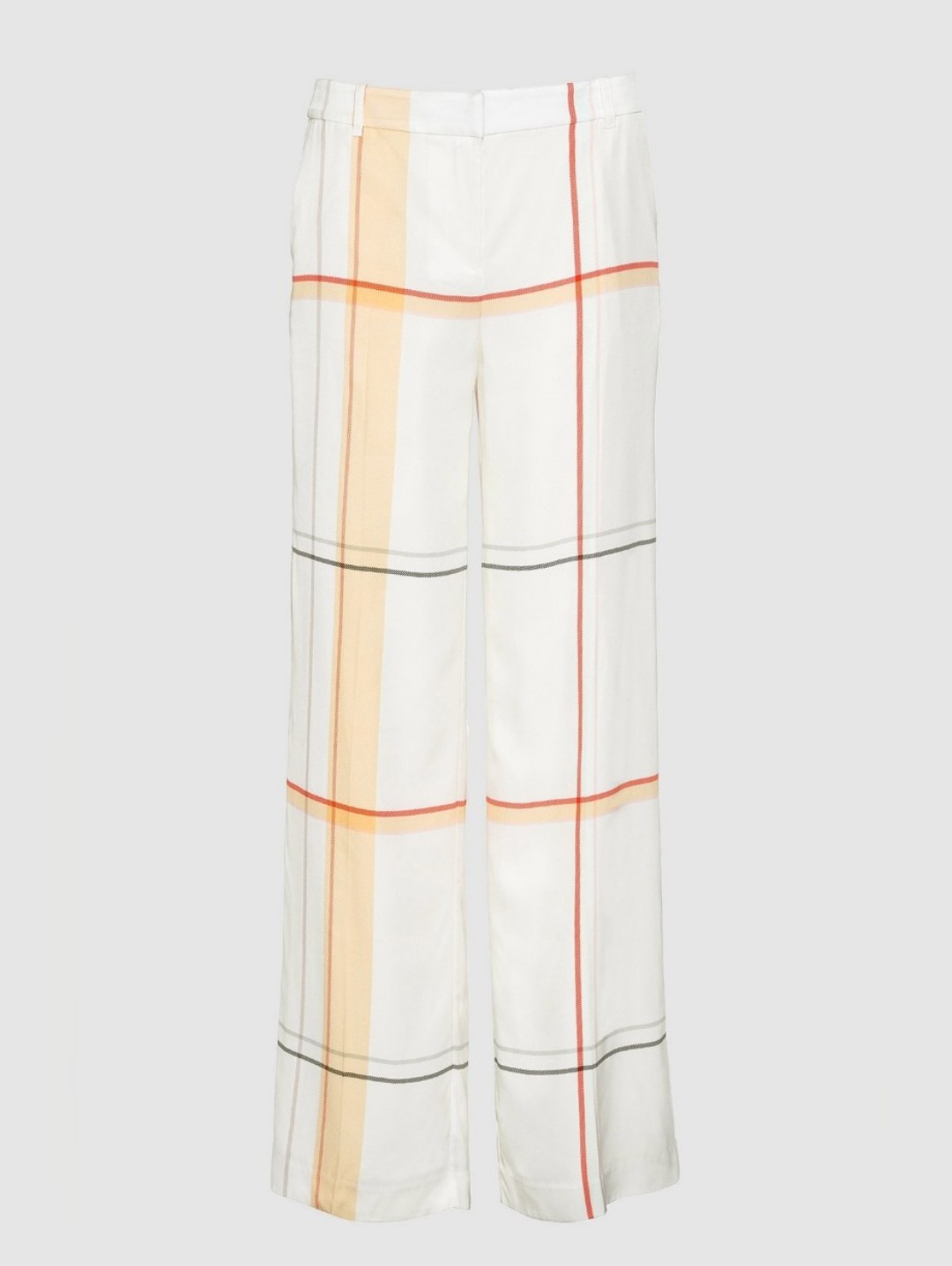 Equipment Femme Arwen Viscose Lined Wide Leg Beige Plaid Trousers Size 8